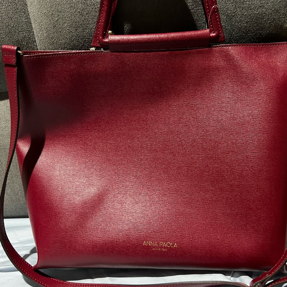 Beautiful Maroon Leather Anna Paola Satchel